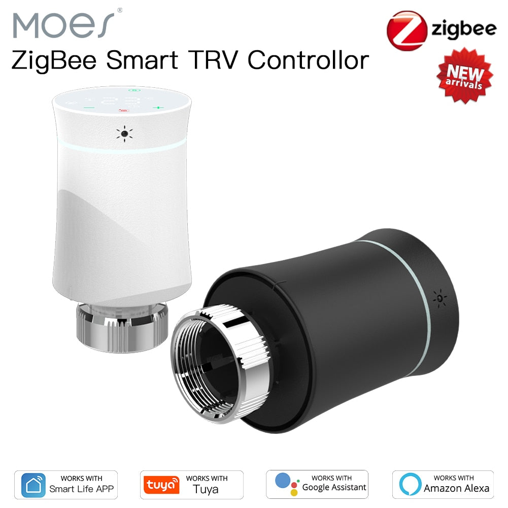 Moes Tuya ZigBee 3.0 New Radiator Actuator Valve Smart Programmable Thermostat Temperature Heater TRV Alexa Google Home Voice Control