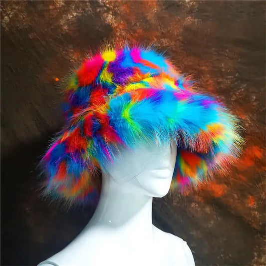 Wearable Art, Faux Fur Colourwave Hat