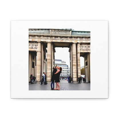 Kissing By The Brandenburg Gate Digital Art 'Designed by AI' on Satin Canvas