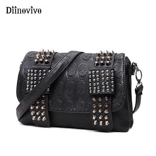 Riveted Skull Design Women's Shoulder Bag