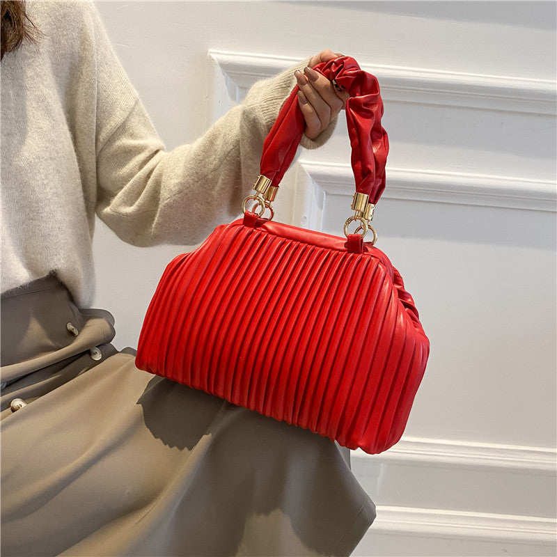 Vertical Textured Stripes Small Candy Colour Handbag