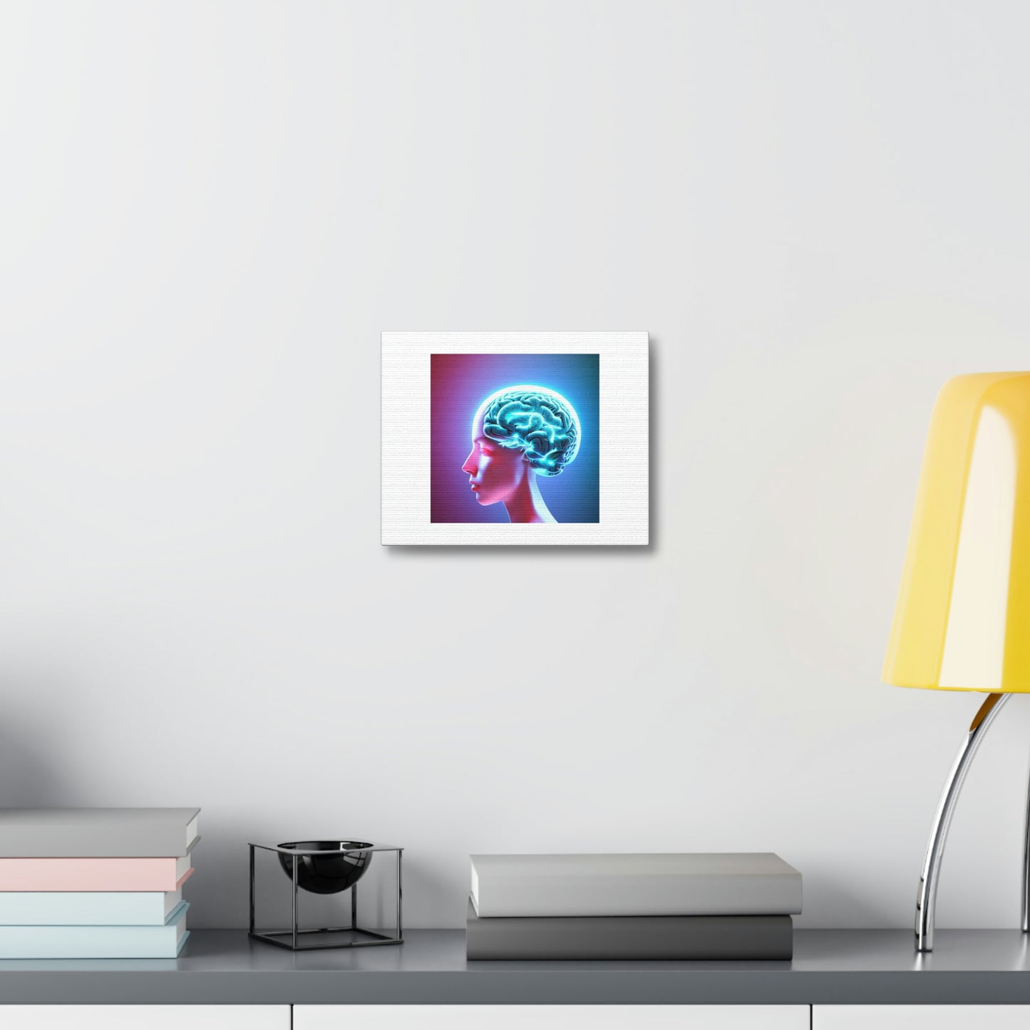 Digital Brain Digital Art 'Designed by AI' on Satin Canvas, Stretched