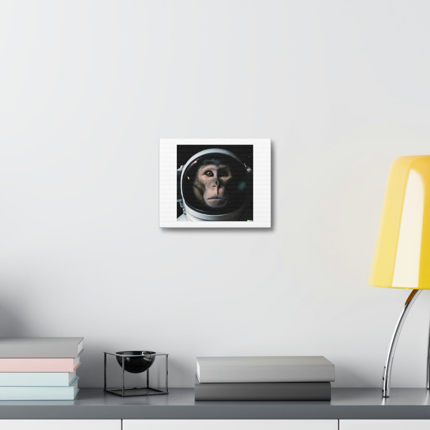 Monkey Astronaut Digital Art 'Designed by AI' on Satin Canvas, Stretched