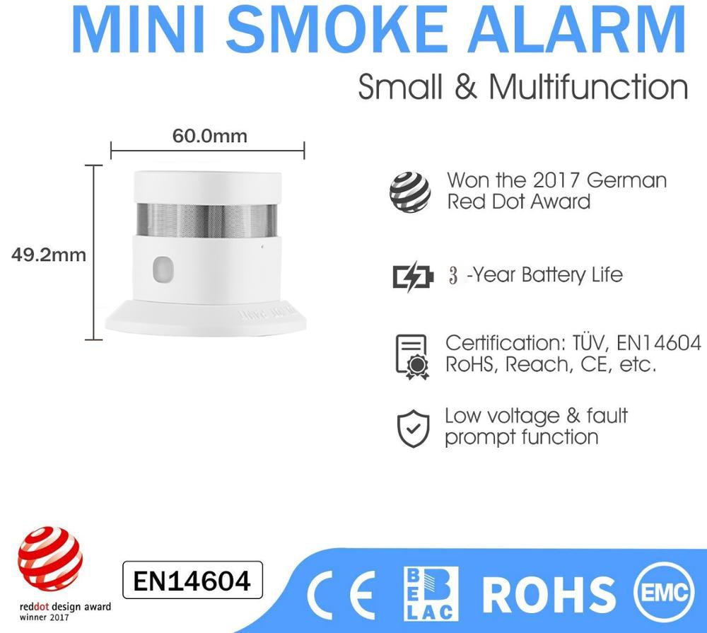 Détecteur de fumée Heiman Zigbee Système de maison intelligente 2,4 GHz Haute sensibilité Sécurité Prévention des incendies Capteur de fumée