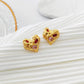 Irregular Heart Colourful Zirconia Stud Earrings