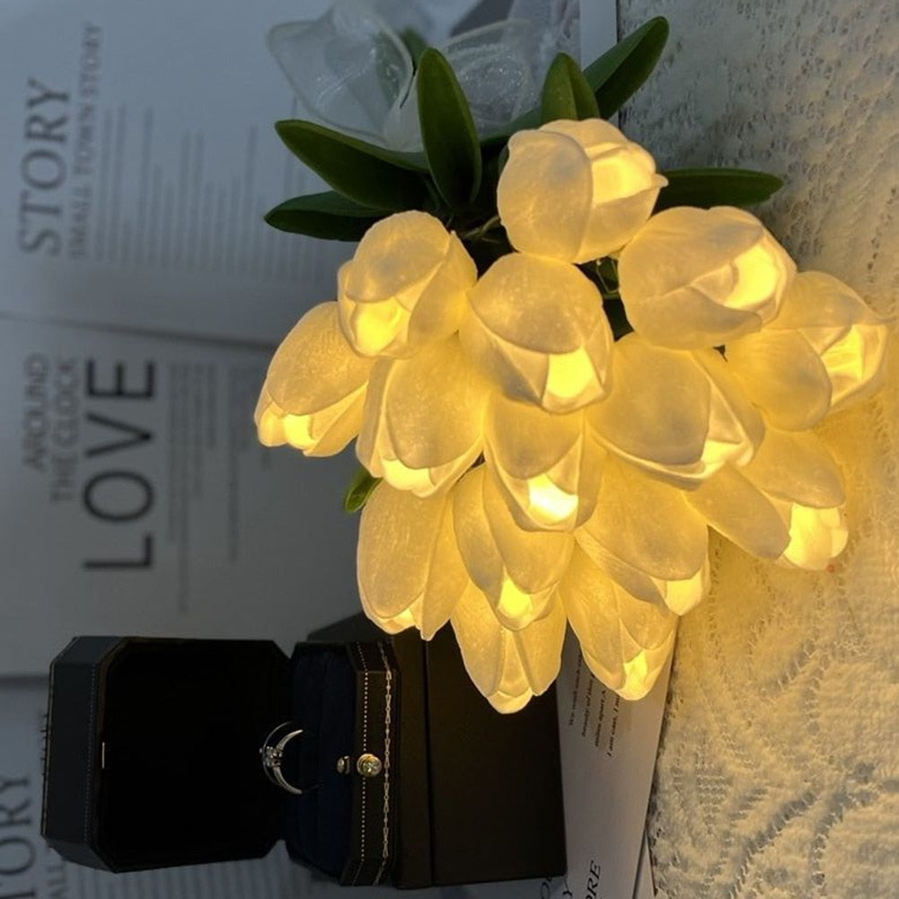 Lampe de table LED bouquet de tulipes