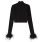 TAOViK Classic Black Turtleneck Women's Top Frilly Cuffs