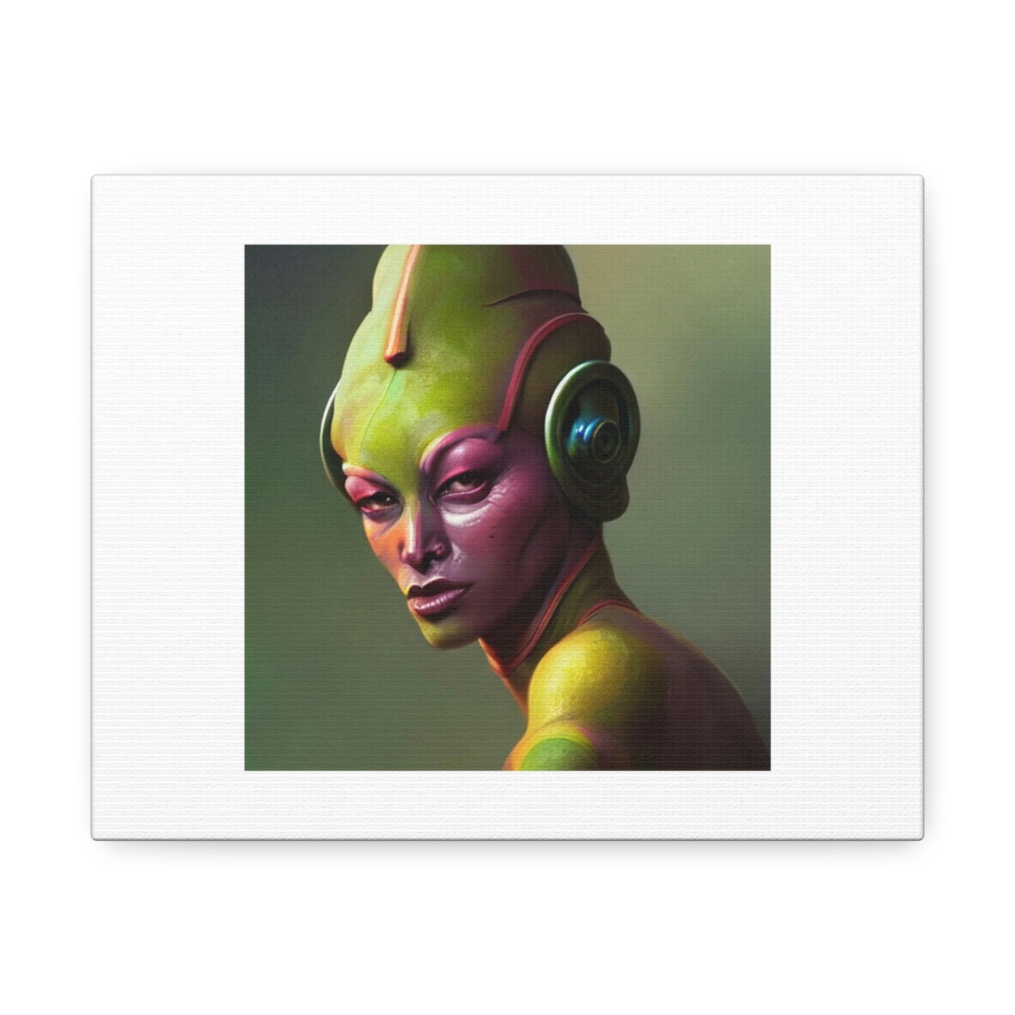 Toned Female Twi'lek Digital Art 'Designed by AI' on Satin Canvas, Stretched