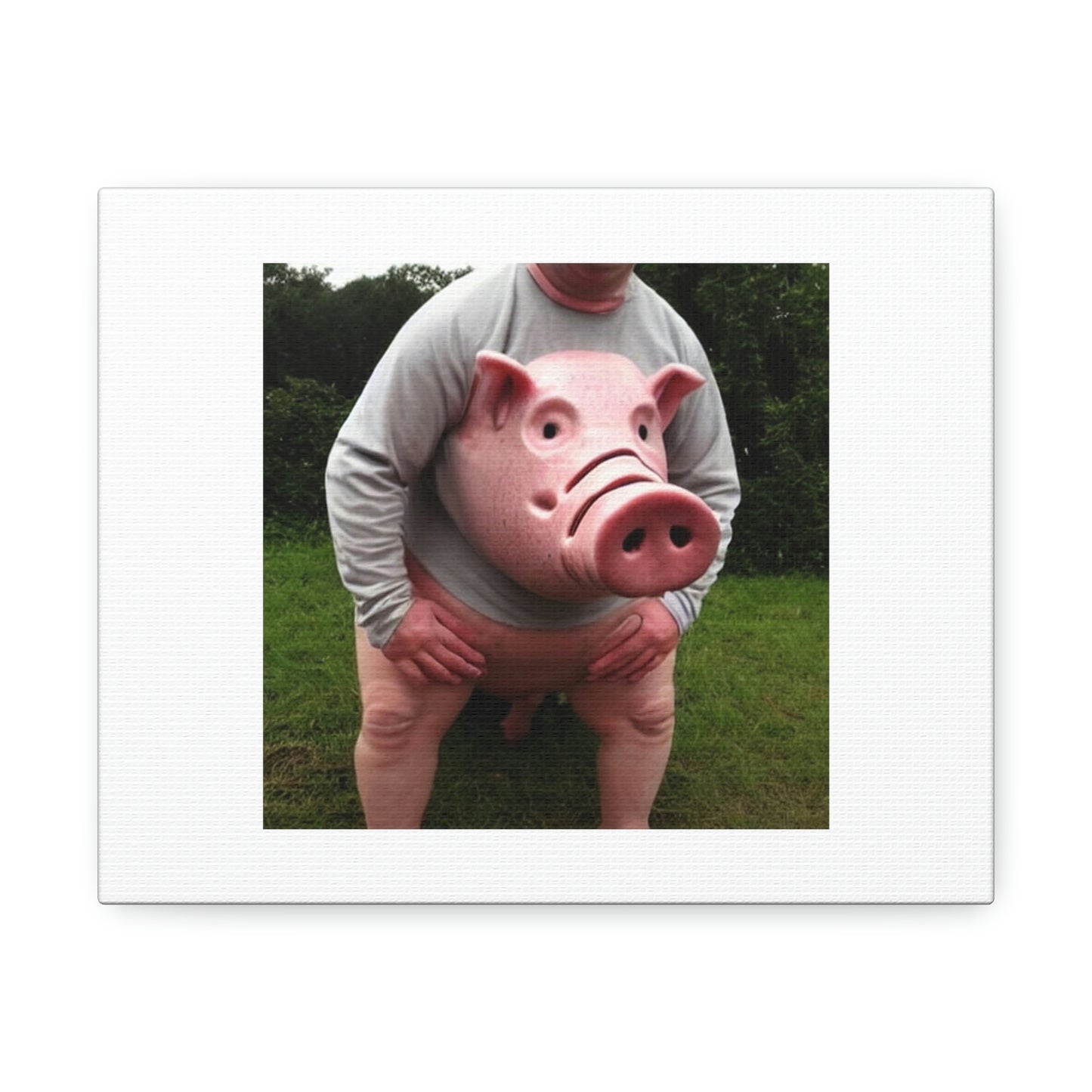 Human Pig Reprized Digital Art 'Designed by AI' sur Satin Canvas