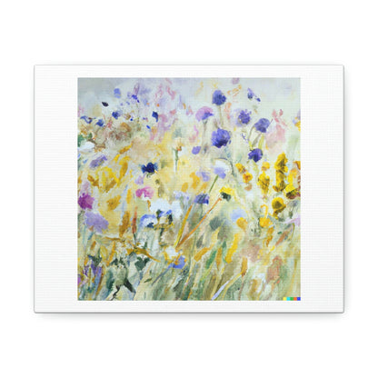 Wildflowers Field Autumn Watercolour Digital Art 'Designed by AI' on Canvas