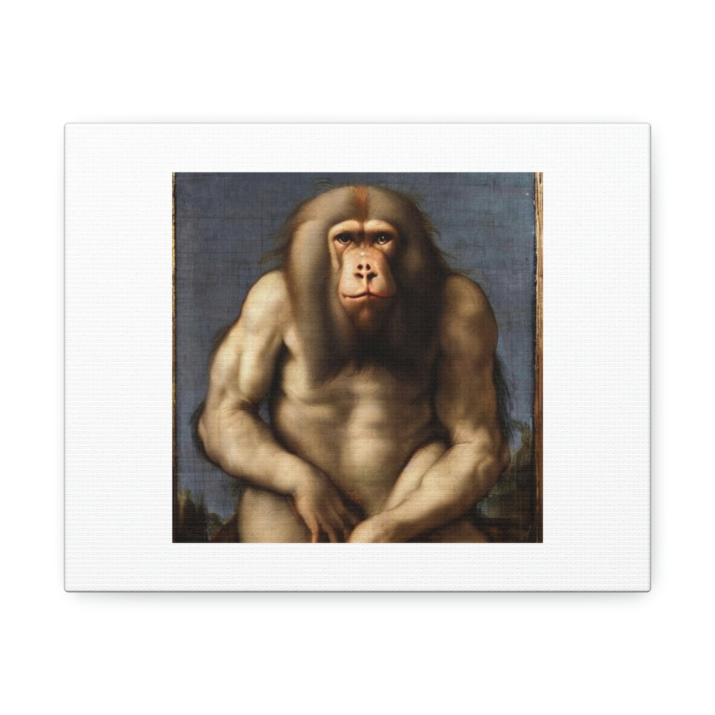 Techno Baboon Digital Art 'Designed by AI' on Satin Canvas, Stretched