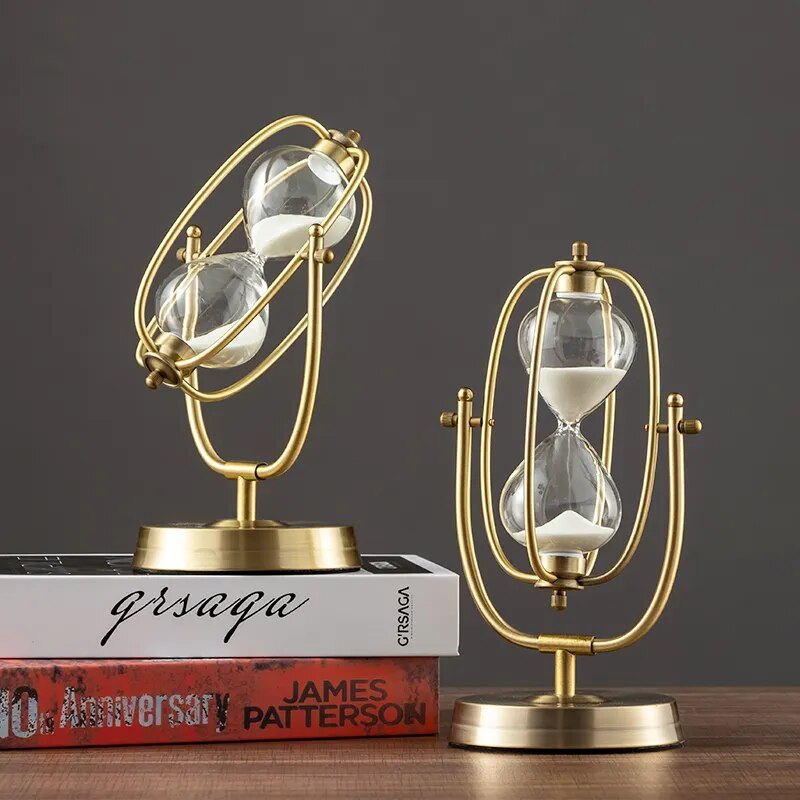 Rotating Metal Decorative Sand 'Downtime' Hourglass