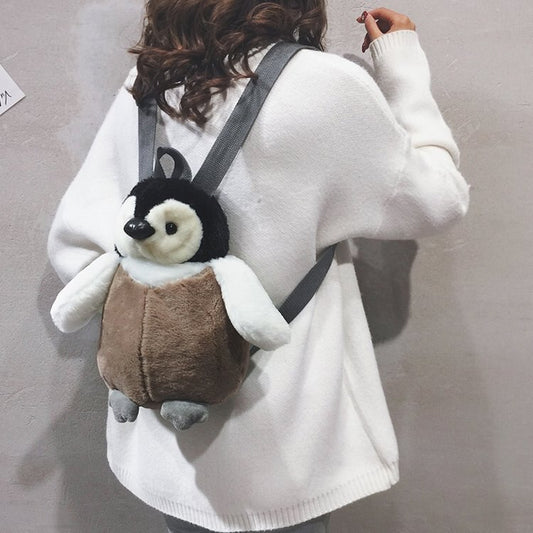 Cute Penguin Plush Bag Plush Shoulder Bag Animal Backpack Travel Handbag Gift