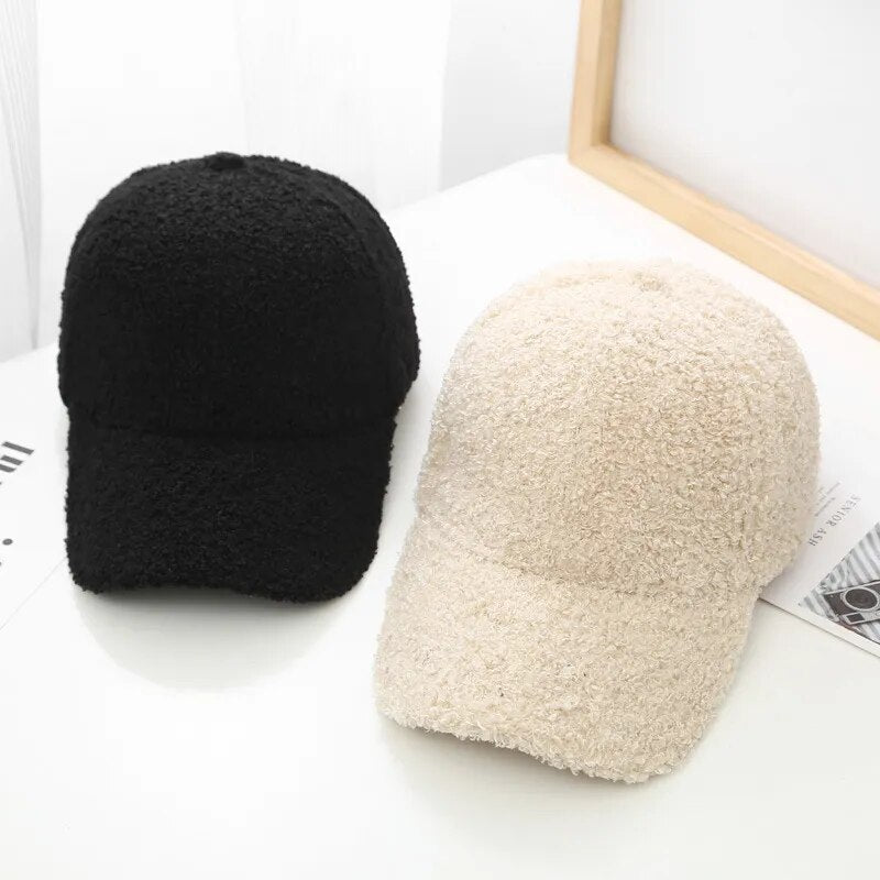 Spring-Autumn-Winter Fluffy Baseball Cap