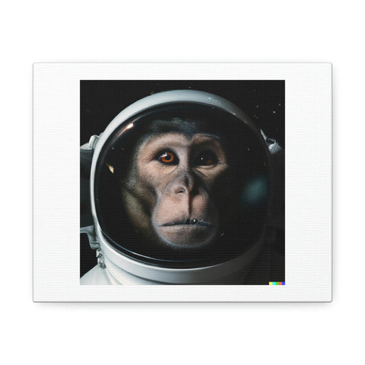 Monkey Astronaut Digital Art 'Designed by AI' on Satin Canvas, Stretched