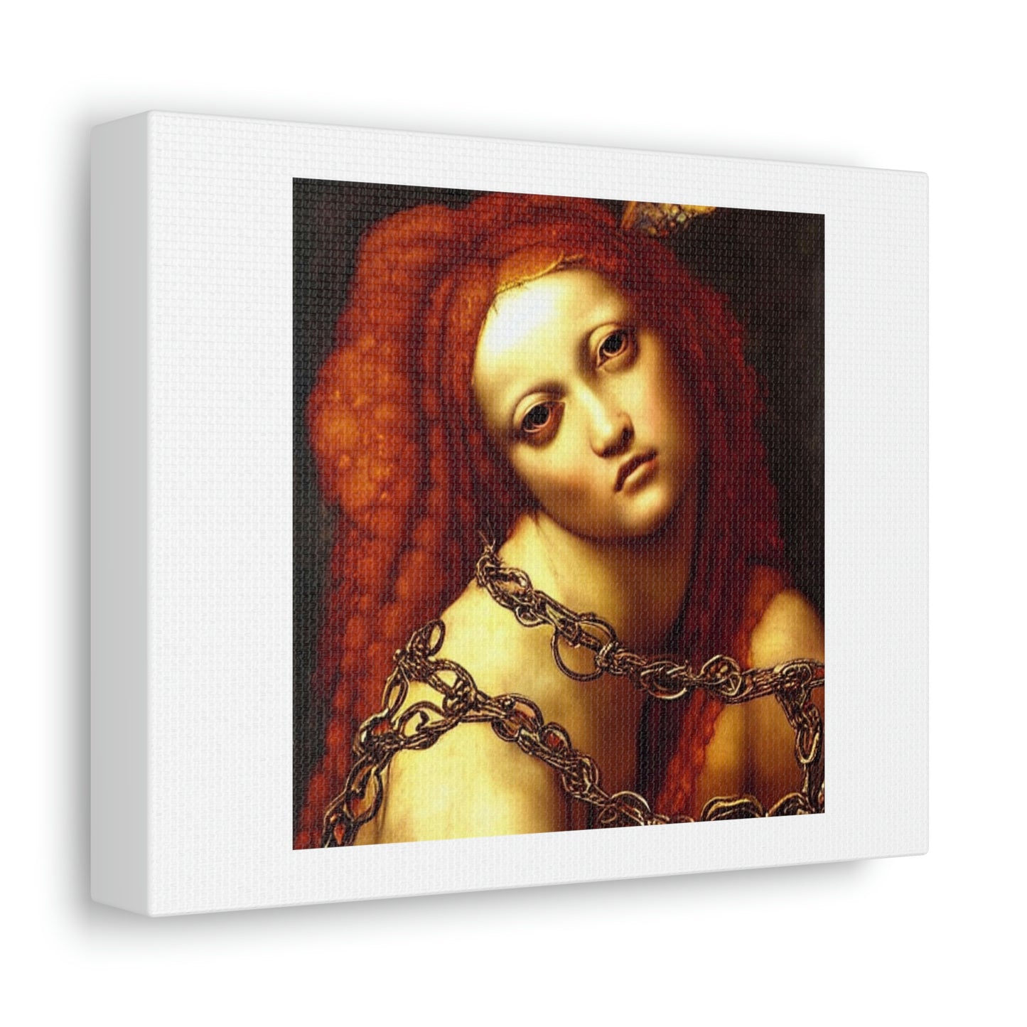 Fairy Nymph Bound In Chains Standing In Flames Art Canvas 'Designed by AI'