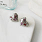 Irregular Heart Colourful Zirconia Stud Earrings