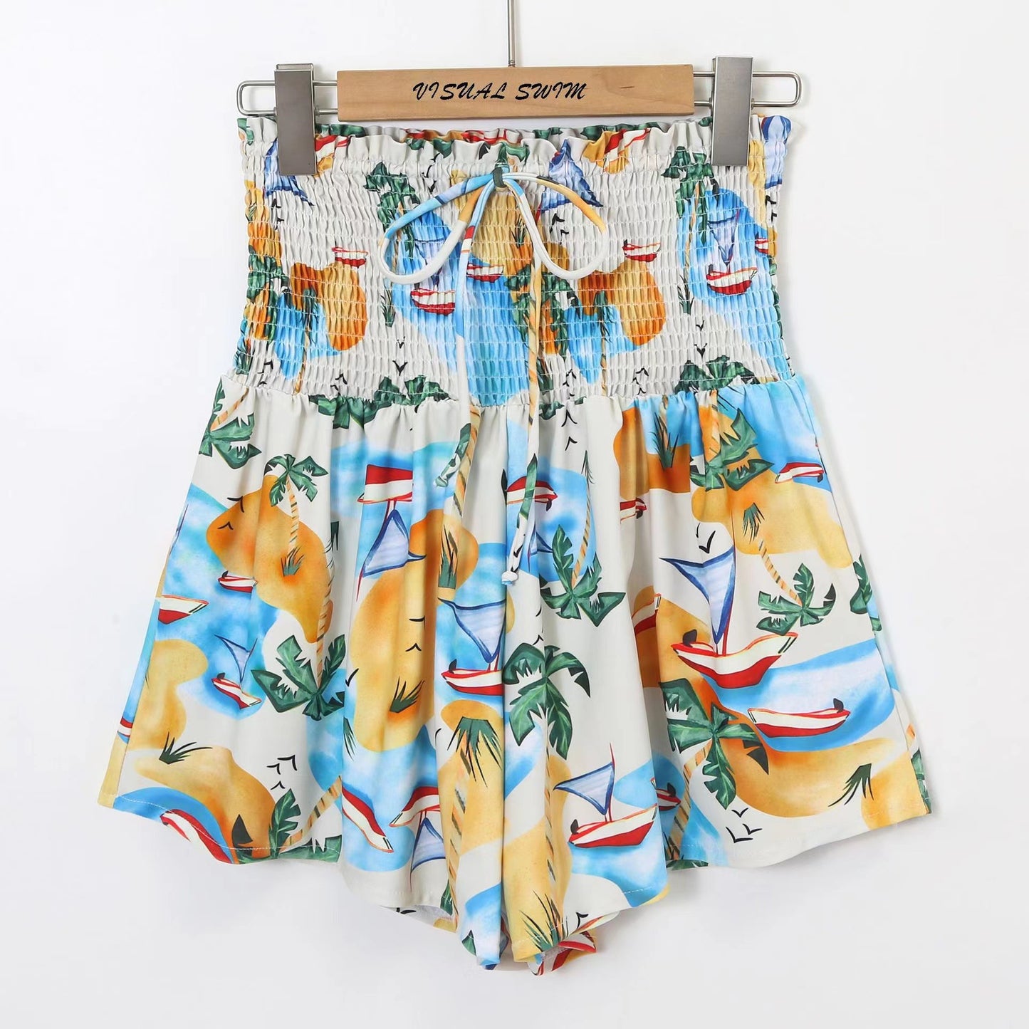 Vireous Backless Tropical Swimsuit and Swim Skirt