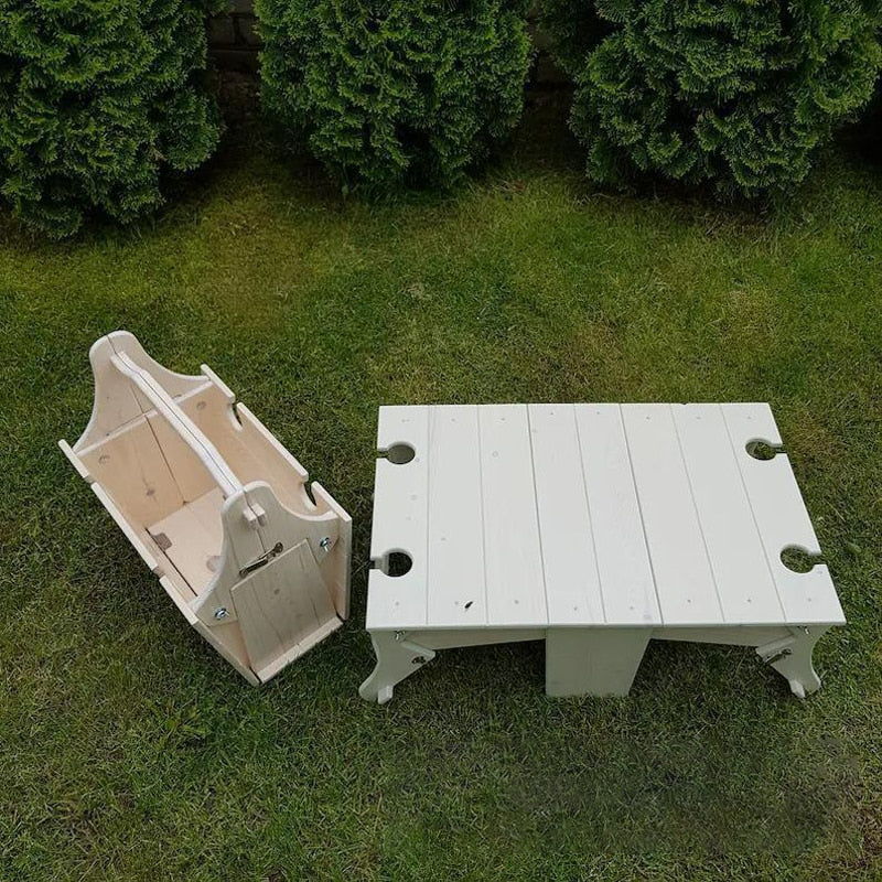 Folding Two-In-One Picnic Basket Table