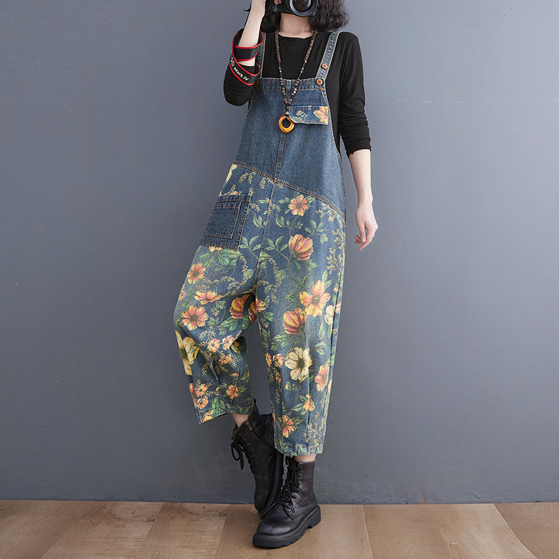 Combinaison Vireous Patchwork Floral Denim