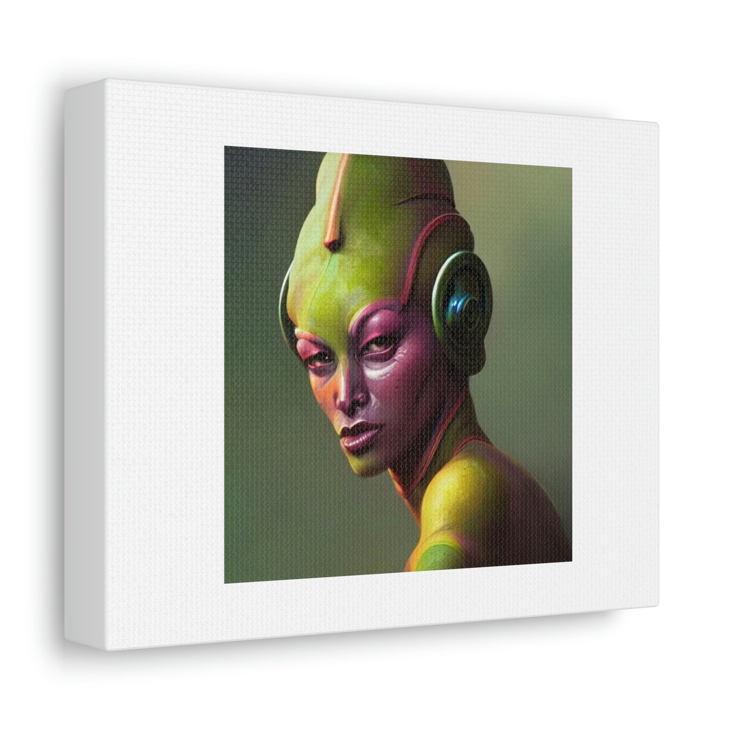 Toned Female Twi'lek Digital Art 'Designed by AI' sur toile satinée, étirée