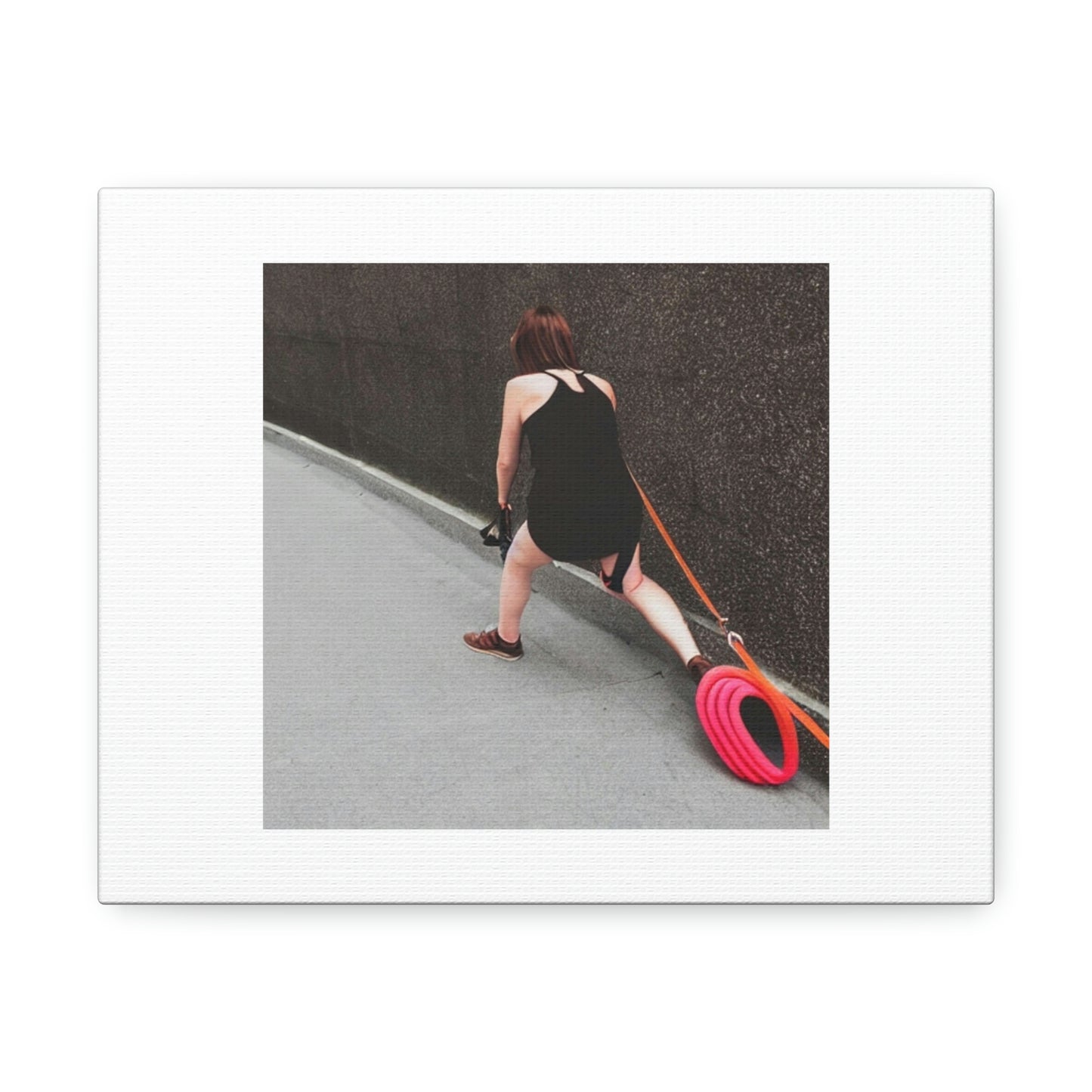 Woman Crawling On A Leash Digital Art 'Designed by AI' on Satin Canvas