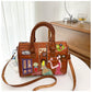 Cross Body Patchwork Embroidered Tablet-Friendly Boston Bag