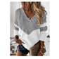 Vireous Deep V-Neck Geometric Women's Pullover
