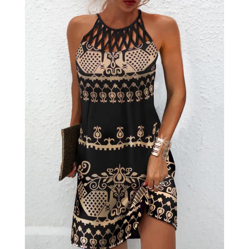 The Boho Dream Mesh Neck Print Summer Dress