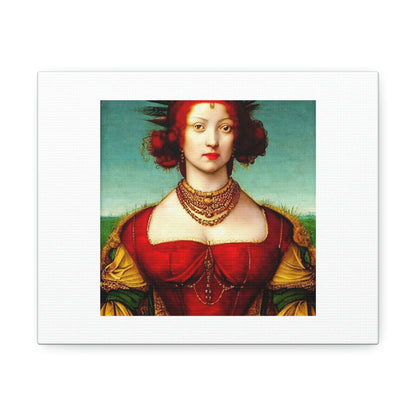 Femme de la Renaissance aux longs cheveux roux et aux yeux verts Art numérique 'Conçu par AI'