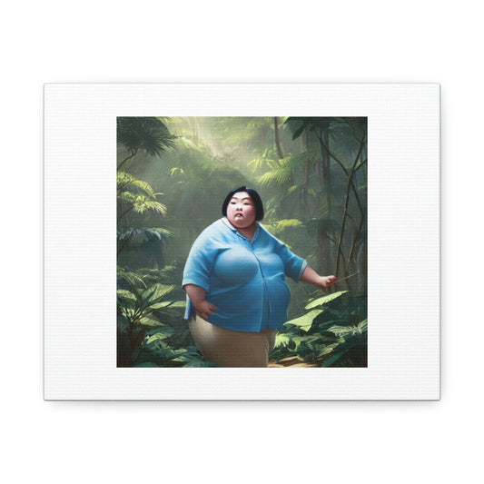 Fat Asian Woman In A Light Blue Shirt Digital Art 'Designed by AI' sur toile