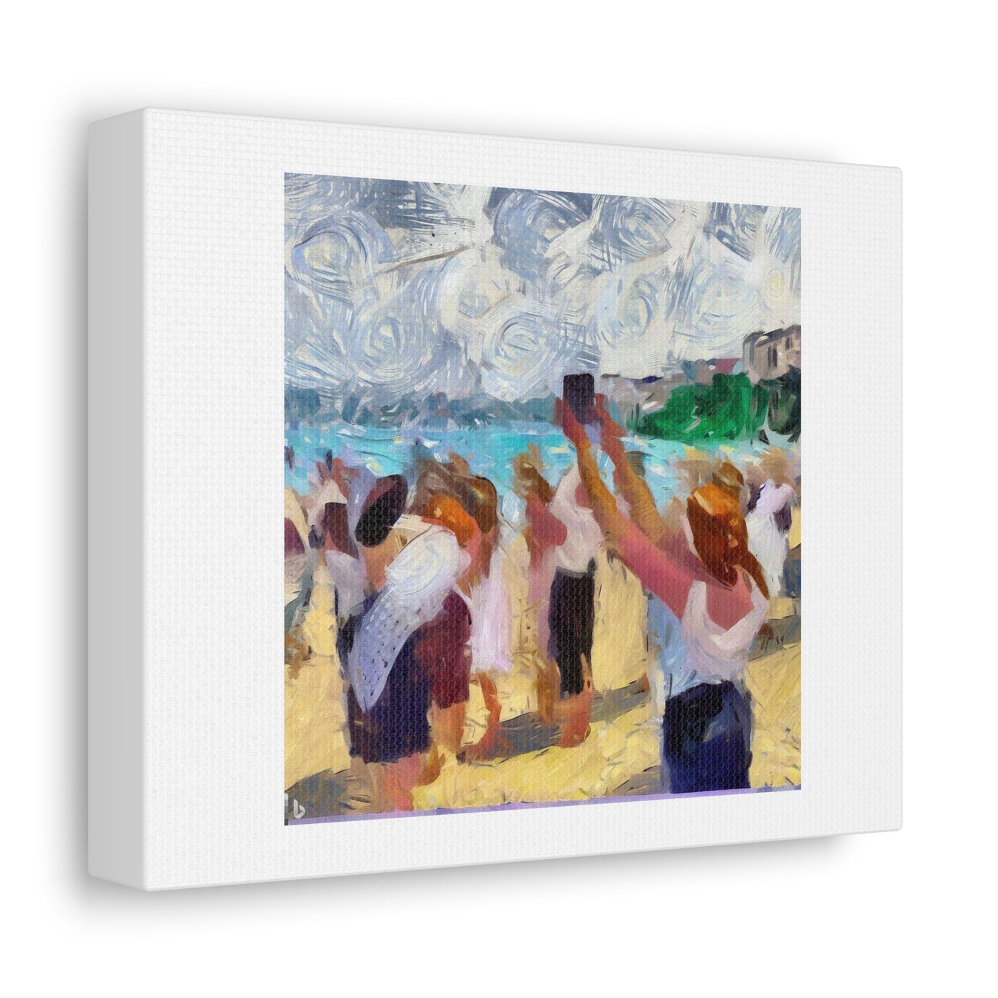 Bathers at Asnières Taking Selfies in the Impressionist Style 'Designed by AI' on Satin Canvas