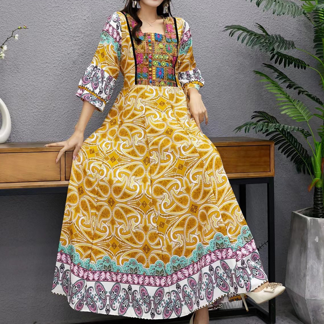 National Style Dress Summer Travel Thailand India Nepal Long Cool Travel Dress