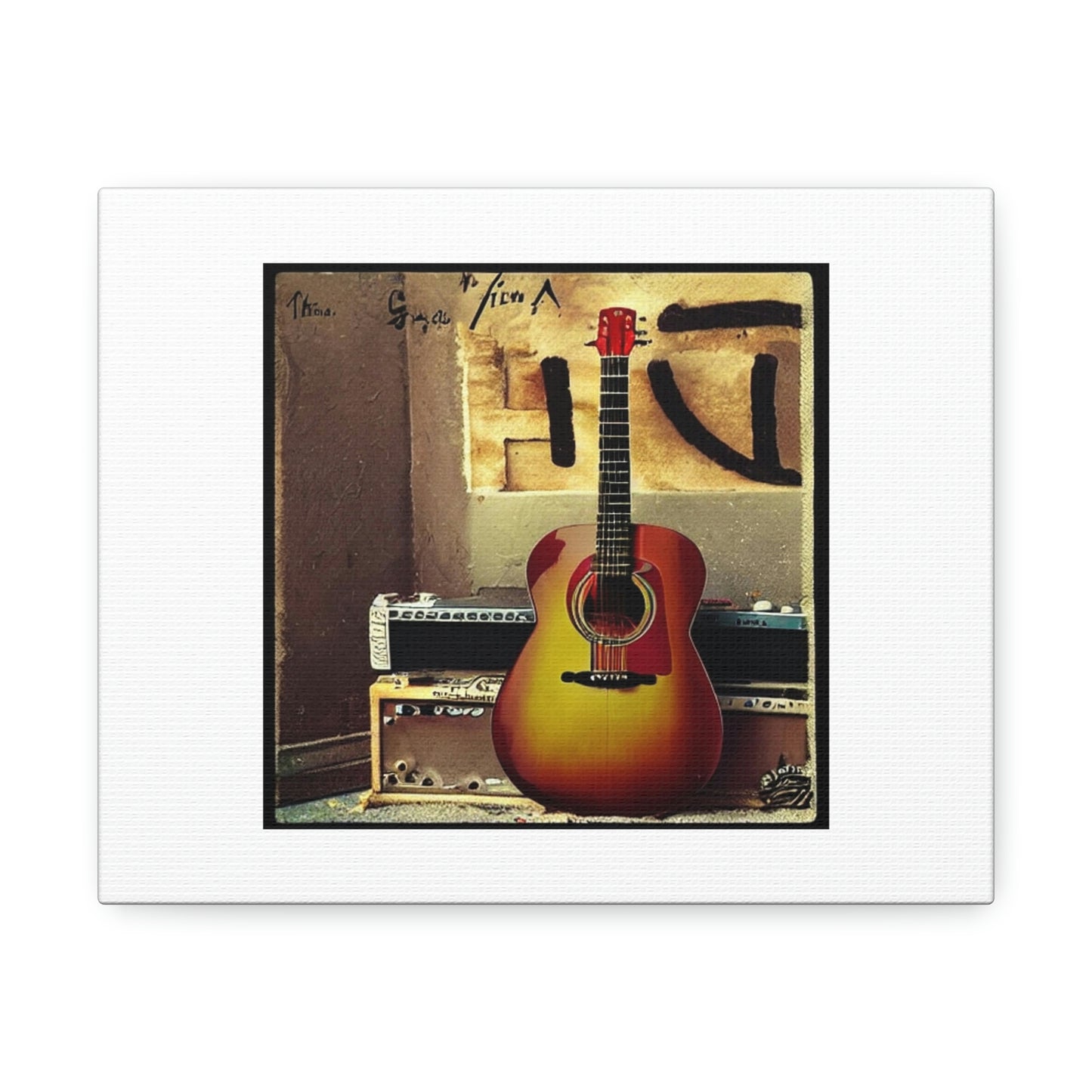 Guitar The God Of The Air Digital Art 'Designed by AI' on Satin Canvas