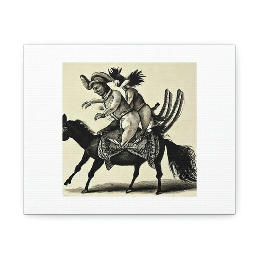 Taco Riding A Donkey Pencil Sketch Digital Art 'Designed by AI' on Satin Canvas