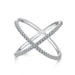 Zirconia Inlaid Cross Geometric Ring, 925 Sterling Silver