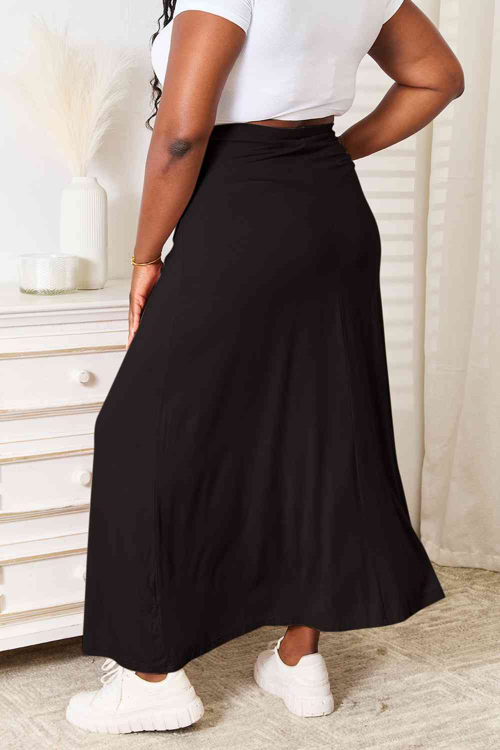 Vireous Full Size Soft Rayon Drawstring Waist Maxi Skirt