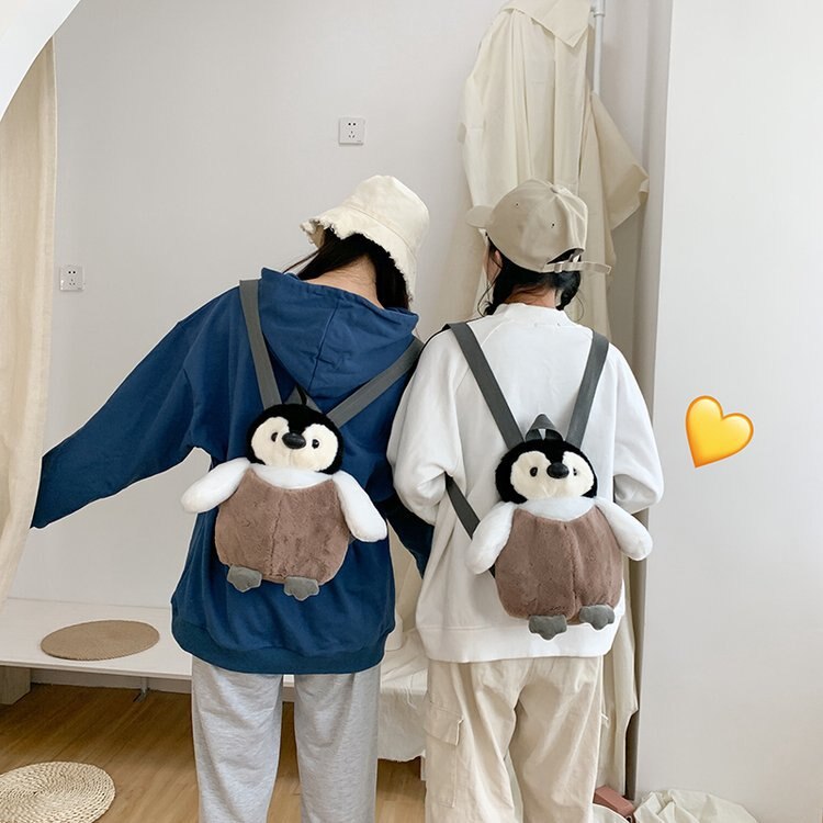 Cute Penguin Plush Bag Plush Shoulder Bag Animal Backpack Travel Handbag Gift