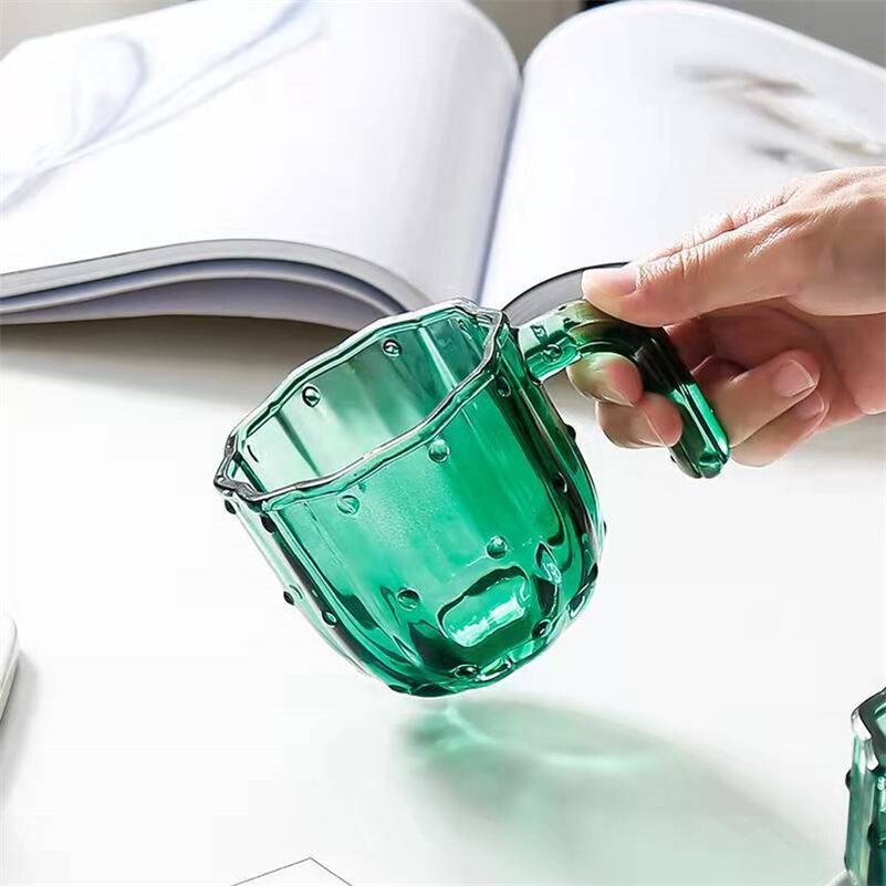 Nordic Cactus Design Stackable Glass Mug Table Art Set