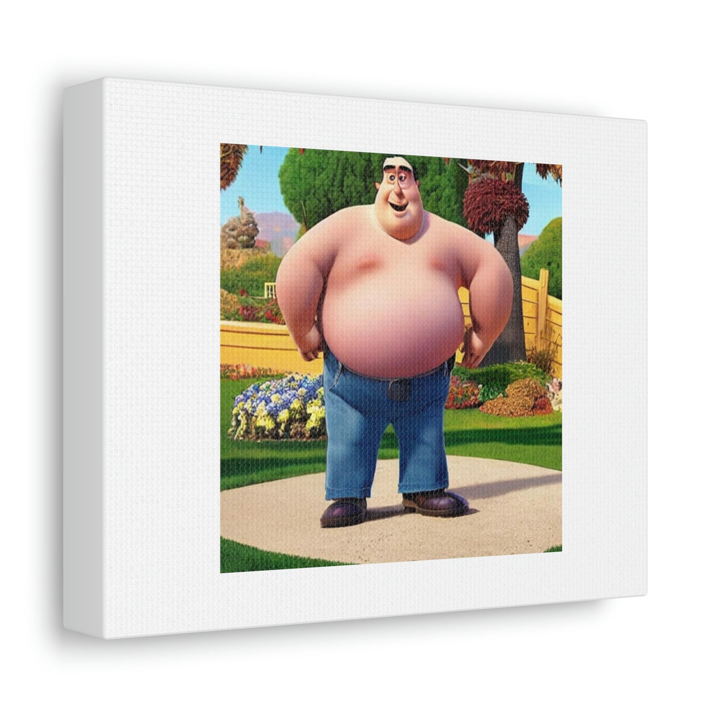 Pixar Fat Dad Digital Art 'Designed by AI' on Satin Canvas, Stretched