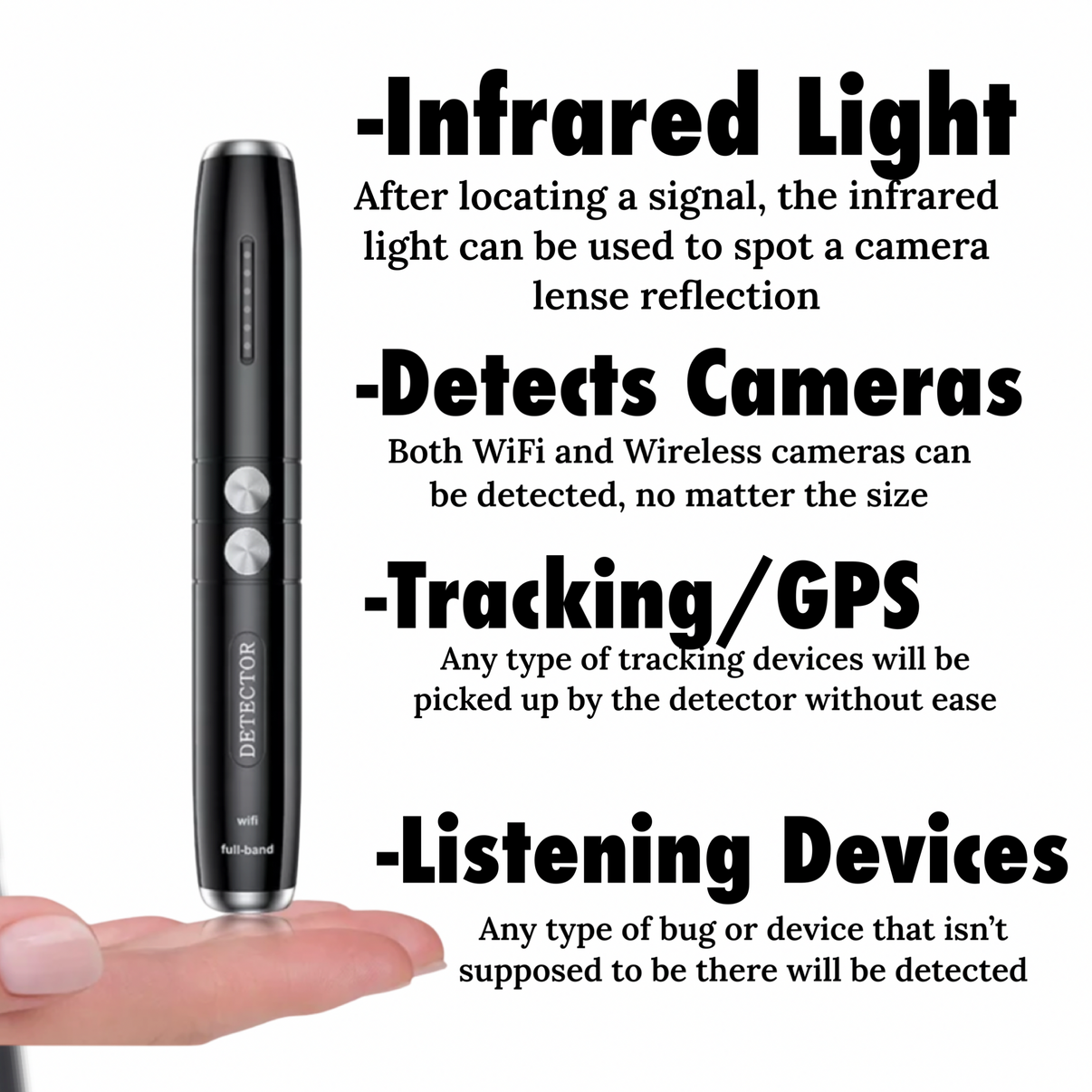 Privacy Pen Hidden Camera Detector Tracker for Hotels AirBnB