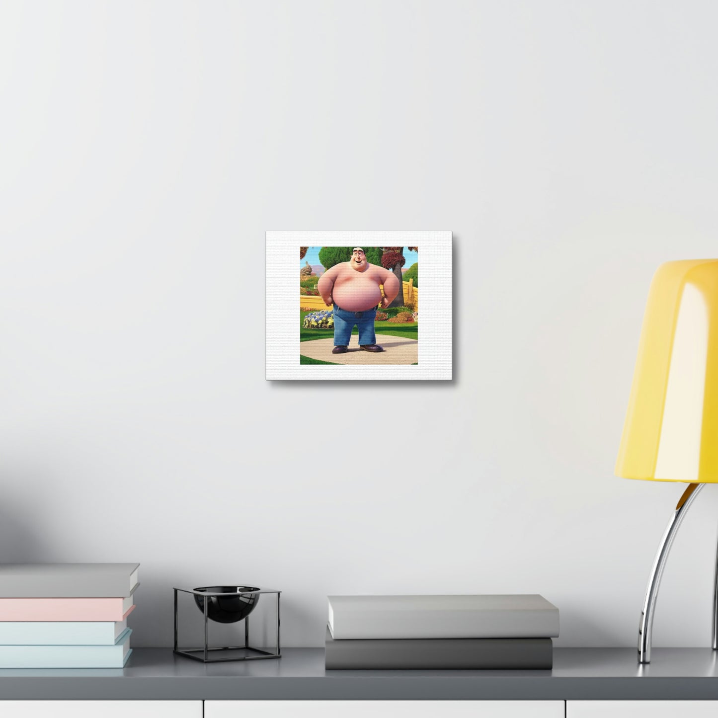 Pixar Fat Dad Digital Art 'Designed by AI' on Satin Canvas, Stretched