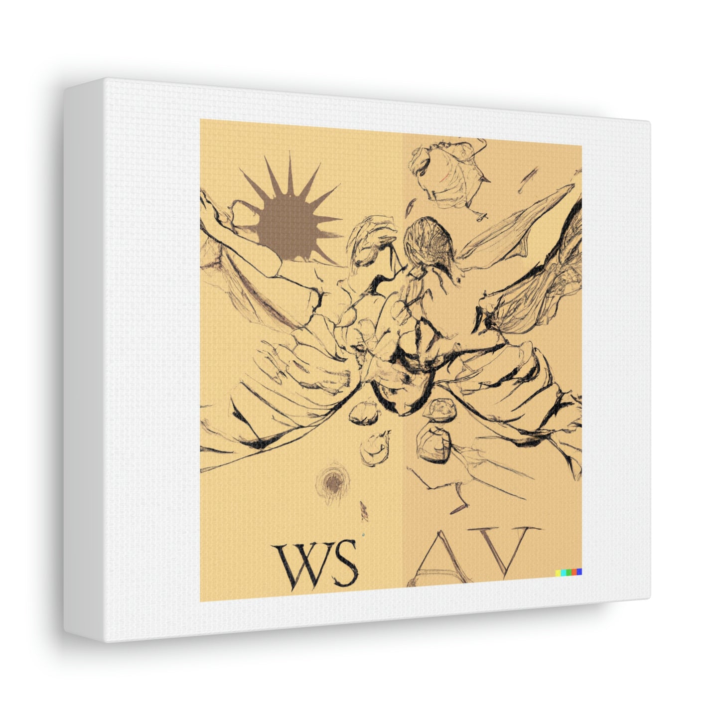 Love Trumps War. Venus and Mars With a Swarm of Wasps digital art 'Designed by AI' on Canvas