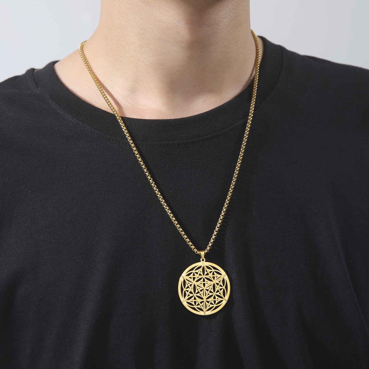 Merkaba Gold Plated Sacred Geometry Design Pendant