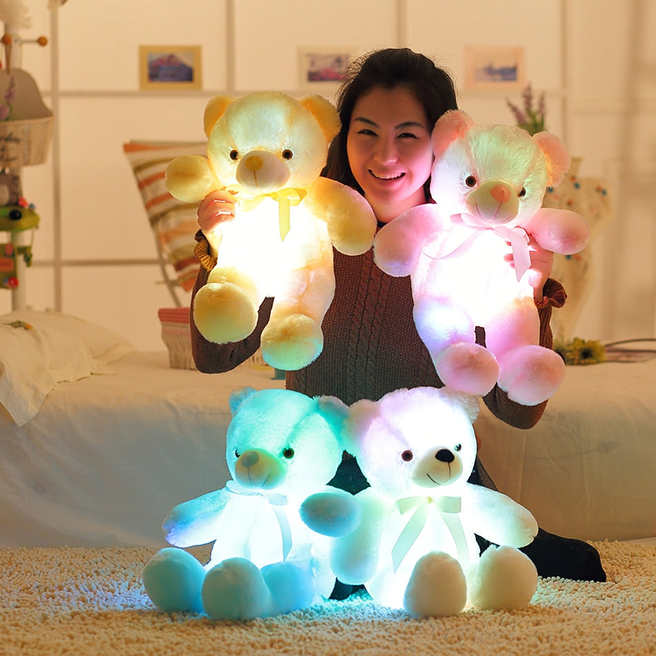 50cm Creative Light Up LED Ours en peluche Animaux en peluche Jouet coloré Glowing Cadeau de Noël pour les enfants Oreiller