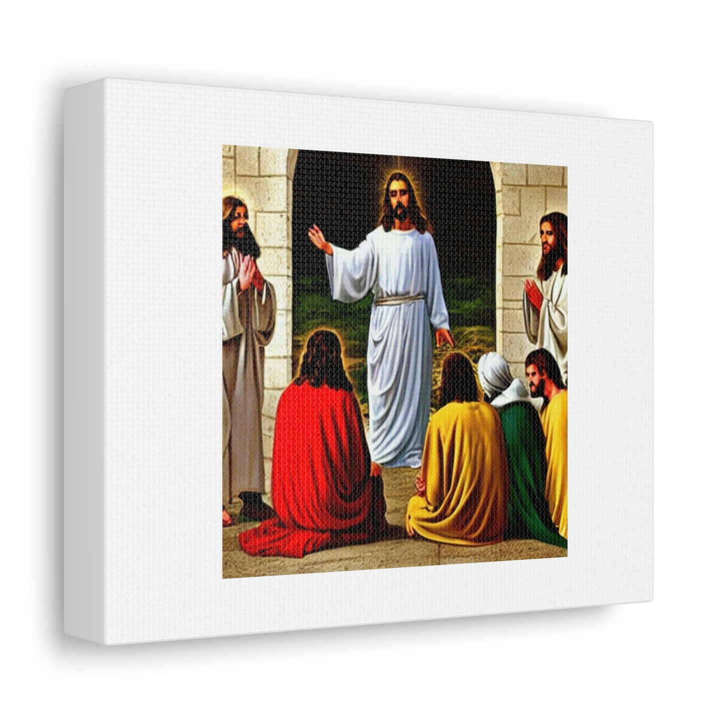 Jesus Hanging Out With Jesus Digital Art 'Designed by AI' on Satin Canvas