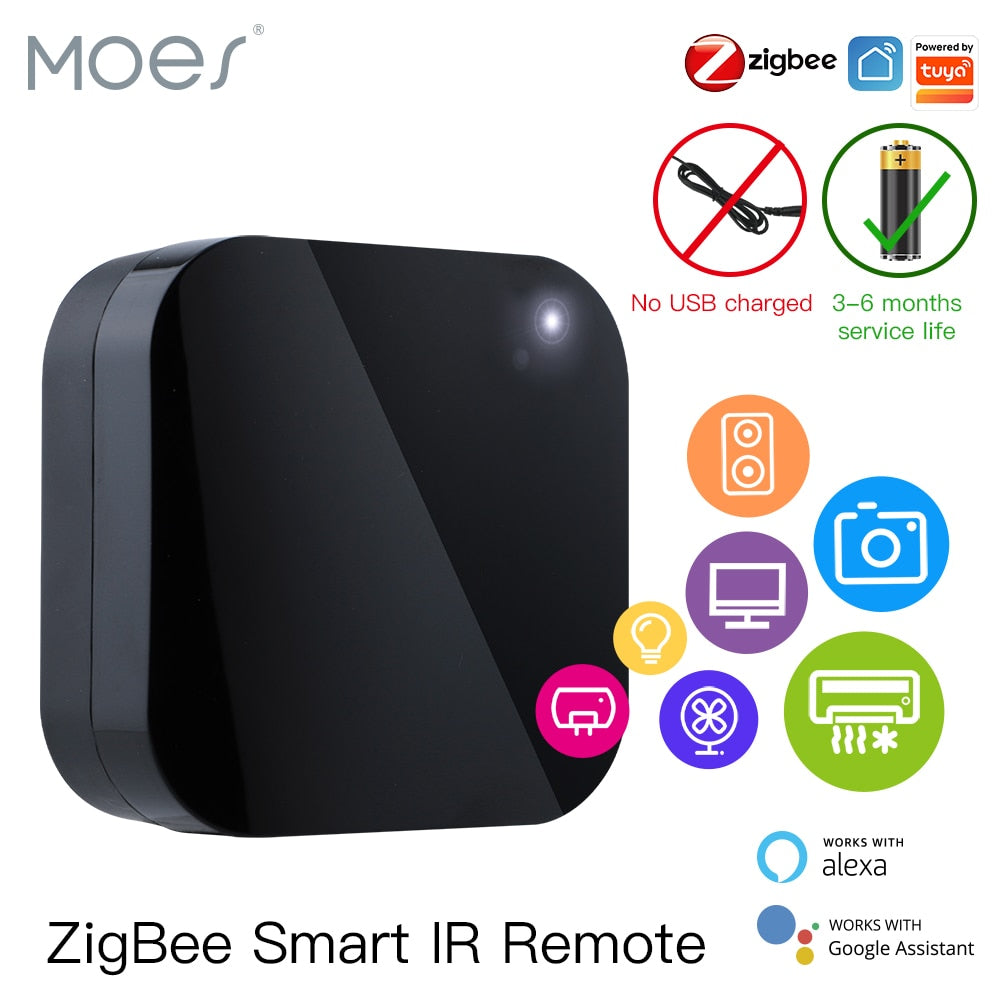 Moes Tuya ZigBee スマート IR リモコンスマートホーム用ユニバーサル赤外線リモコン Alexa Google Home と連携