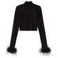 TAOViK Classic Black Turtleneck Women's Top Frilly Cuffs