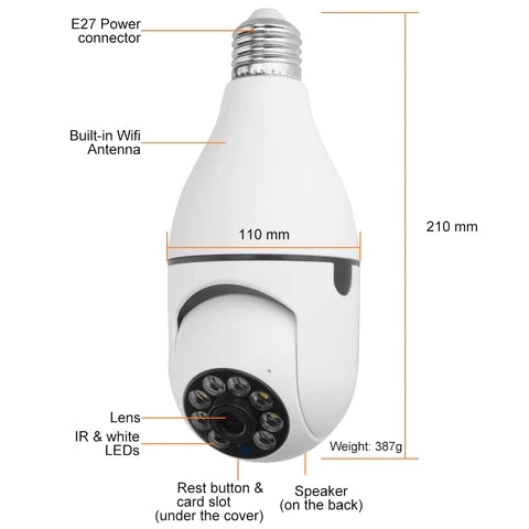 Night Vision Security Camera By Panorama™ Install Into Light Socket Best Price With Audio Function