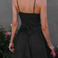 Vireous Spaghetti Strap Tie-Back Ruffle Hem Dress